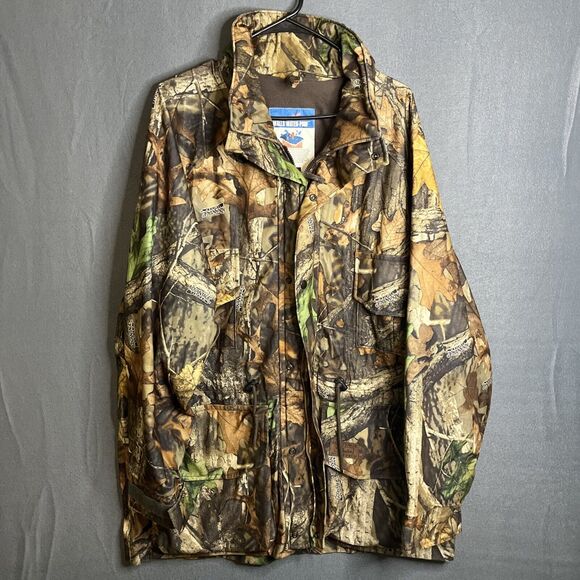 Vtg Walls Water-Pruf Hunters‎ Camouflage Full Zip Jacket Large Advantage Timber - Picture 1 of 11